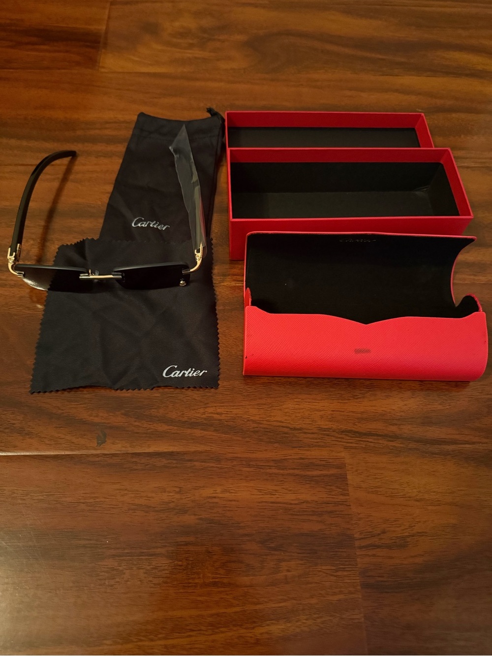 Cartier Black Rim Temple Sunglasses with Gold Accent